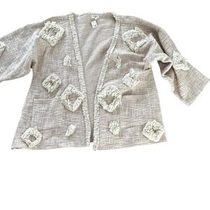 NWT World Market tweed Kimono Jacket cover up Women's Size One Size Fits Large L